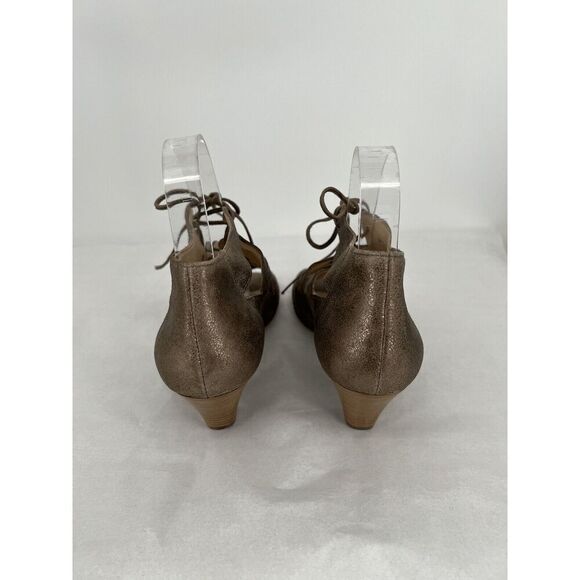 Paul Green Metallic Leather Peep Toe Prague Bootie Heels Size UK 6 US 8.5 - Picture 7 of 11